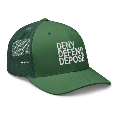 Deny Defend Depose Embroidered Mesh Trucker Hat