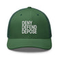Deny Defend Depose Embroidered Mesh Trucker Hat - Evergreen