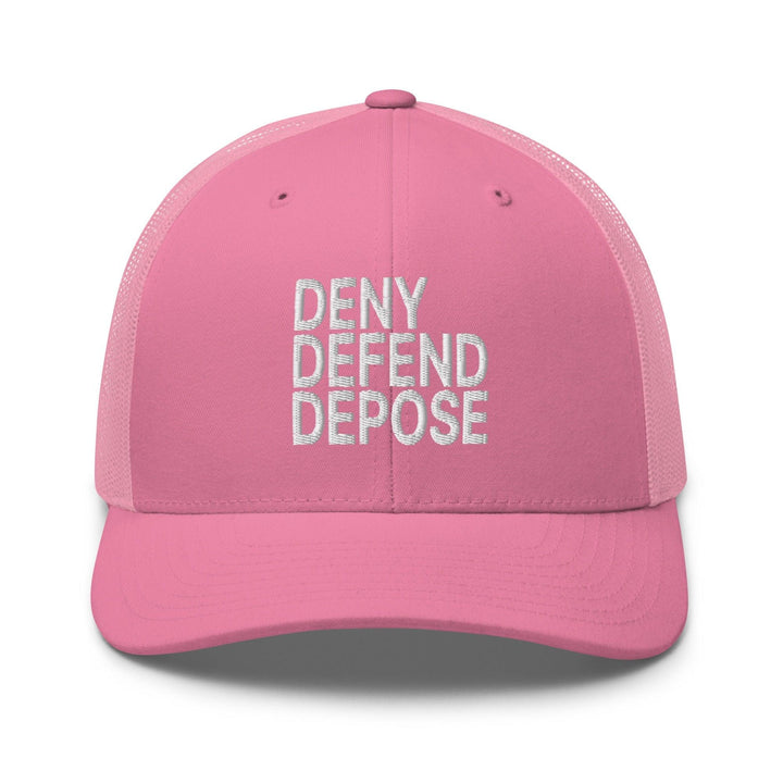 Deny Defend Depose Embroidered Mesh Trucker Hat - Pink
