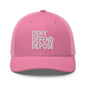 Deny Defend Depose Embroidered Mesh Trucker Hat - Pink