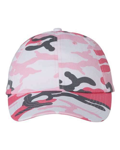 Design your own: bio-washed dad hat for custom apparel and screen printing. Code: hat-001 - Pink Camo / Adjustable