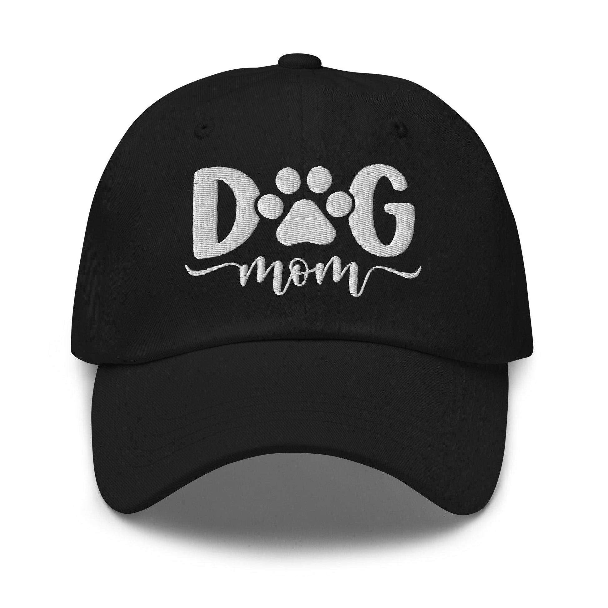 Dog Mom Embroidered Dad Hat - Black