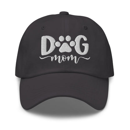 Dog Mom Embroidered Dad Hat - Dark Grey