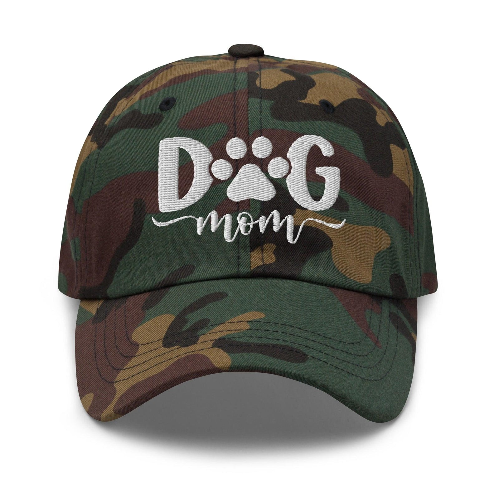 Dog Mom Embroidered Dad Hat - Green Camo