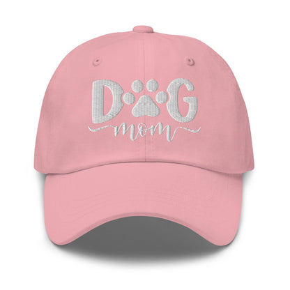 Dog Mom Embroidered Dad Hat - Pink