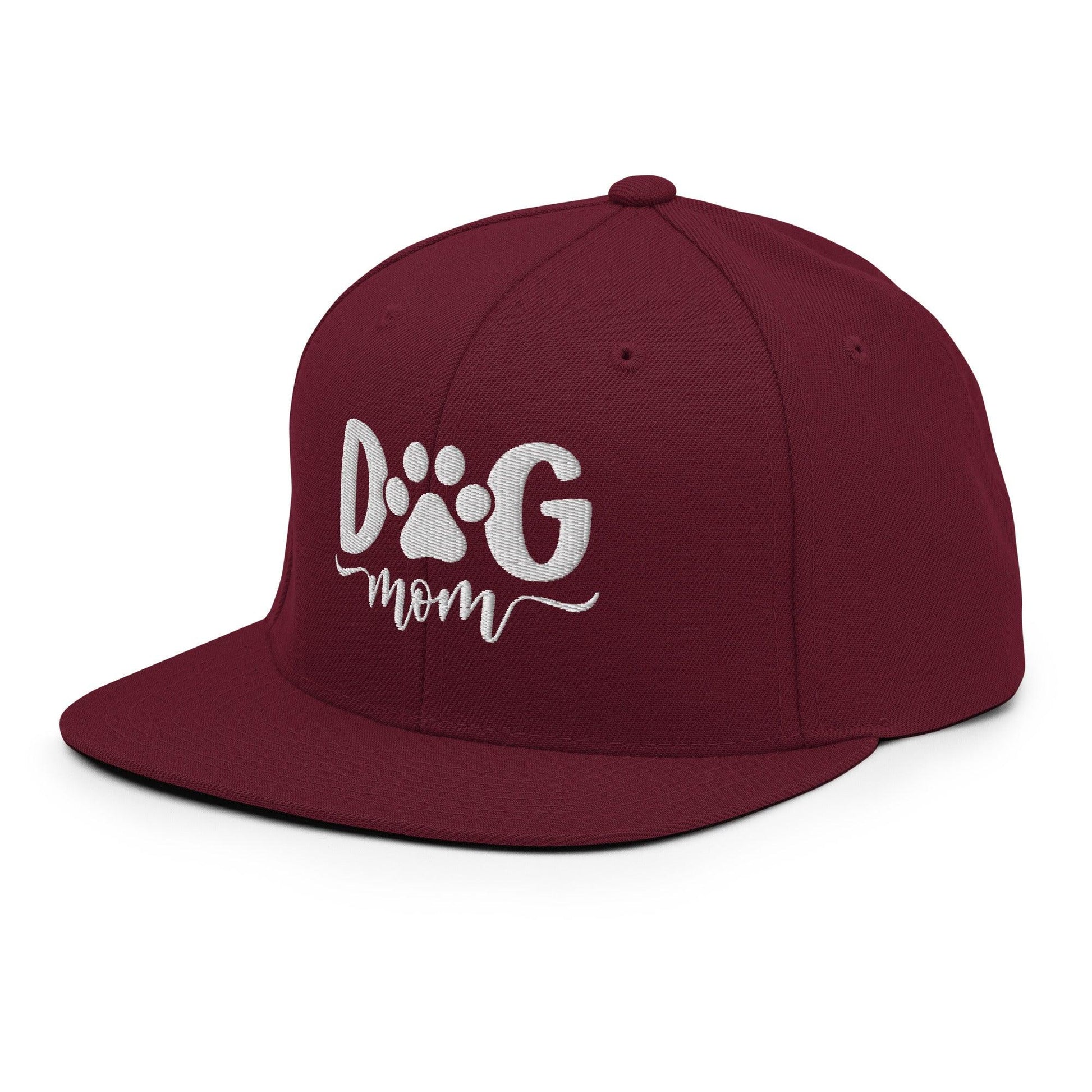 Dog Mom Embroidered Flat Bill Brim Snapback Hat