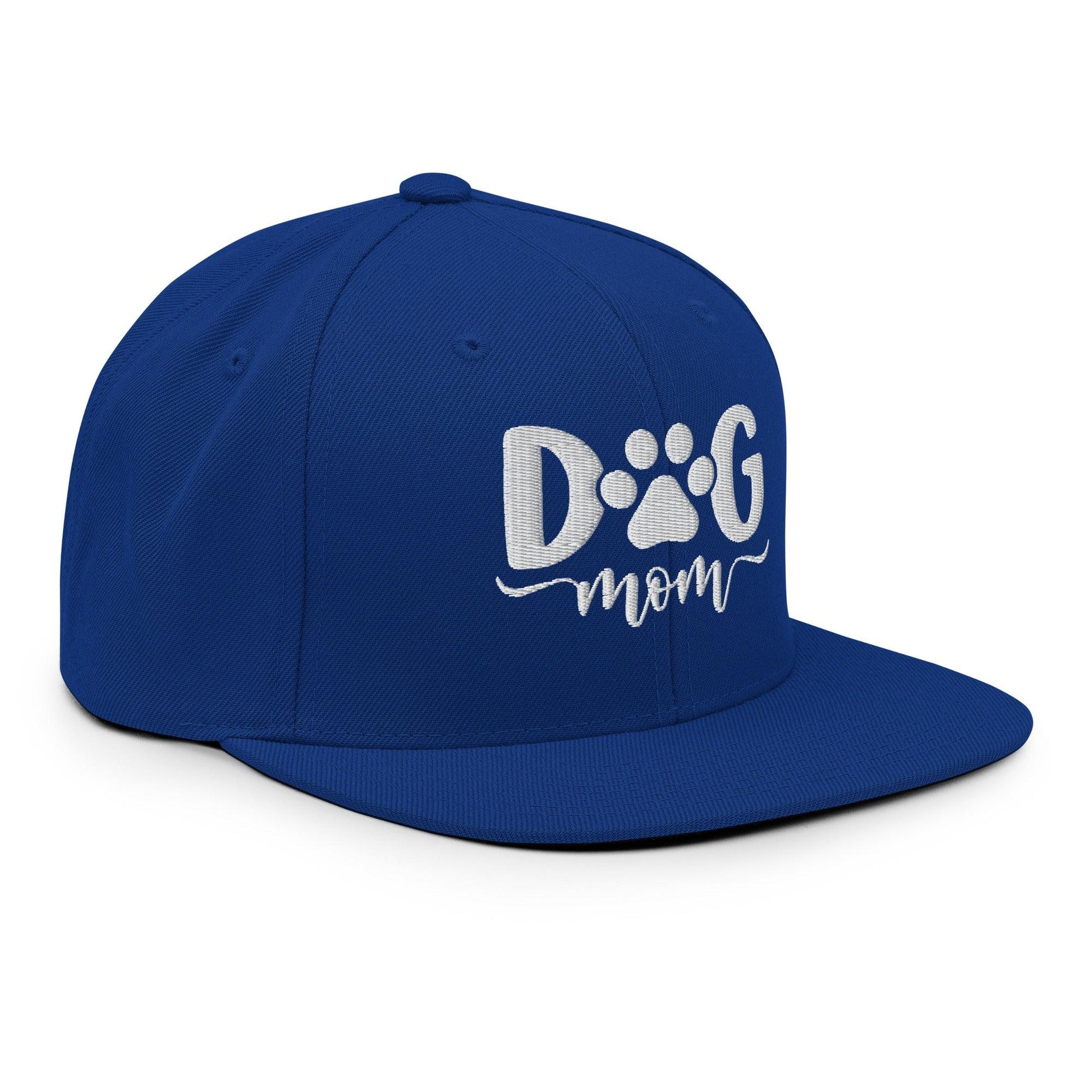 Dog Mom Embroidered Flat Bill Brim Snapback Hat