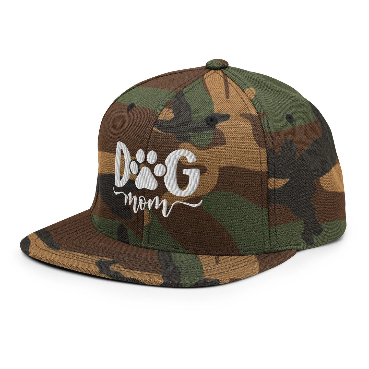 Dog Mom Embroidered Flat Bill Brim Snapback Hat