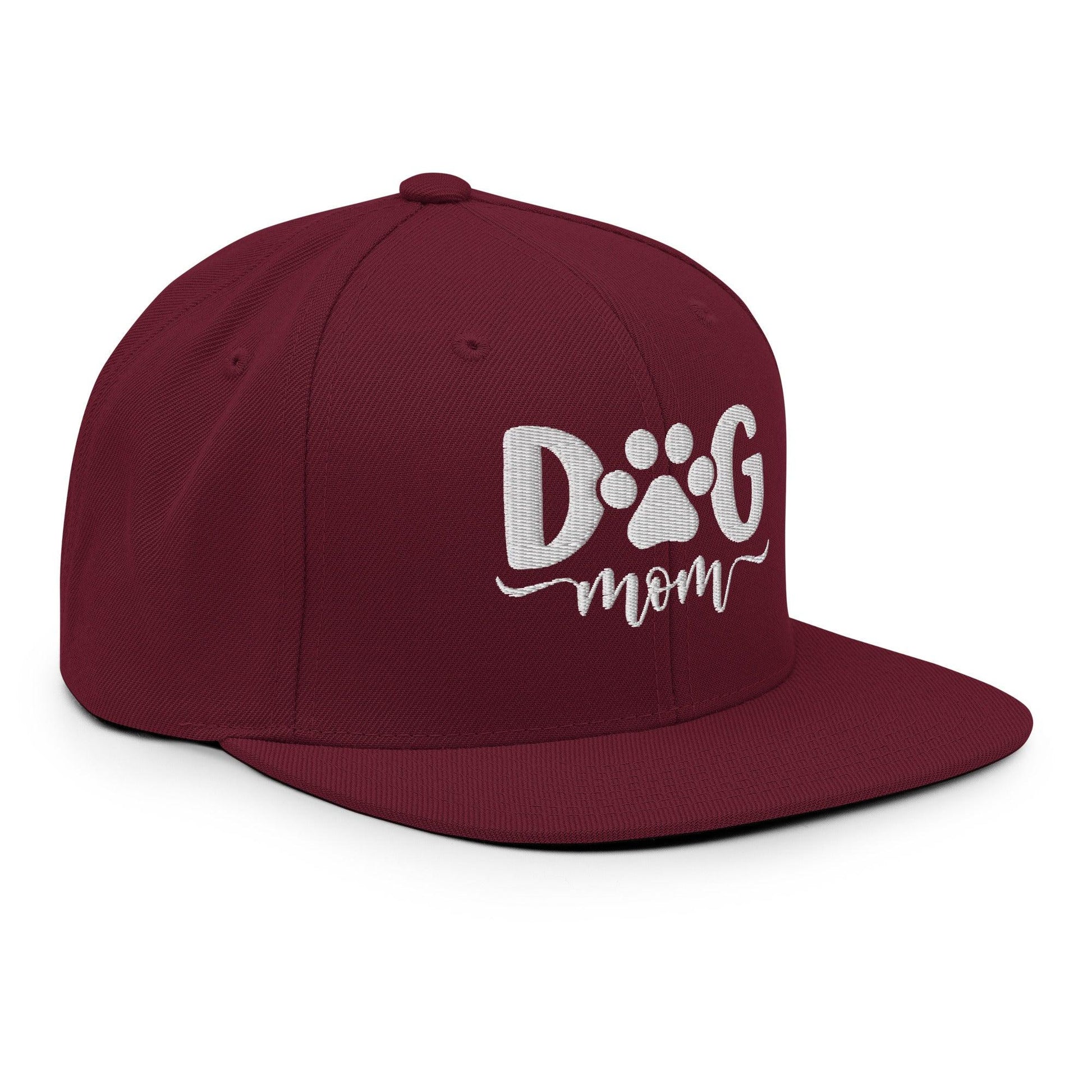 Dog Mom Embroidered Flat Bill Brim Snapback Hat