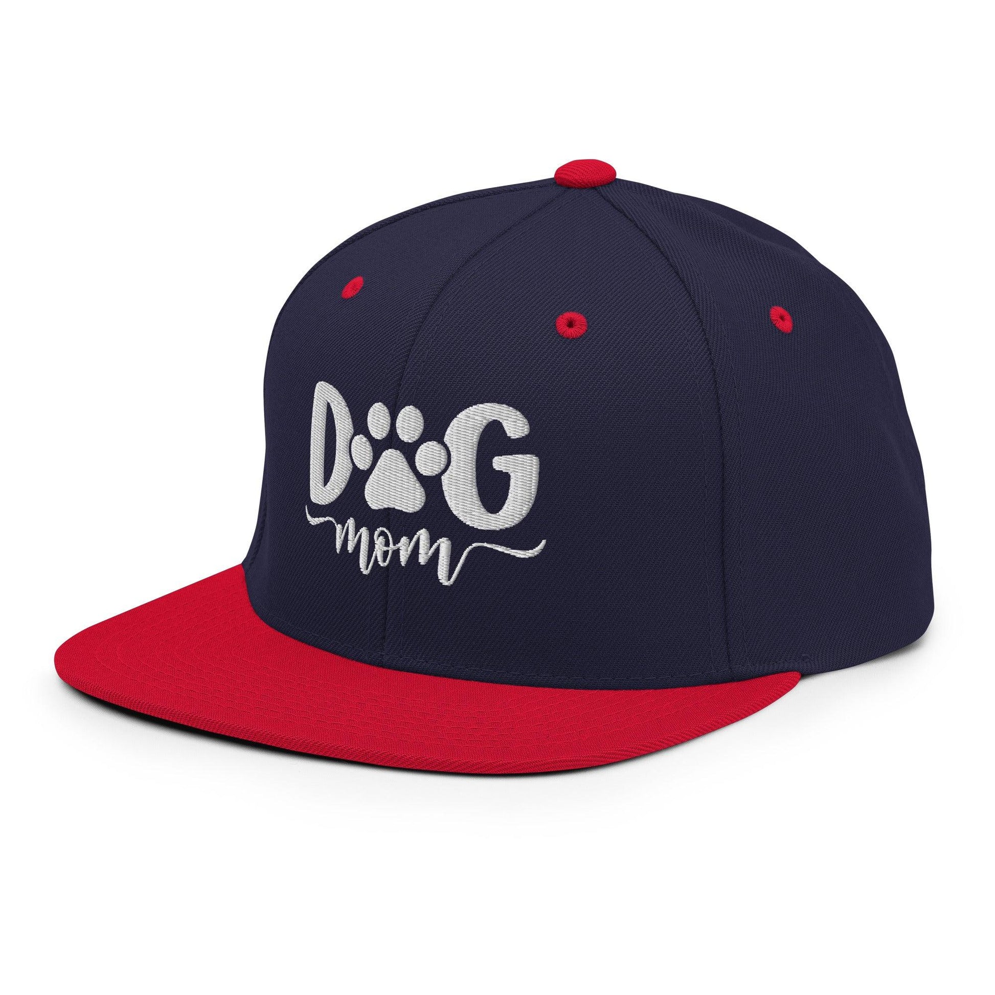 Dog Mom Embroidered Flat Bill Brim Snapback Hat