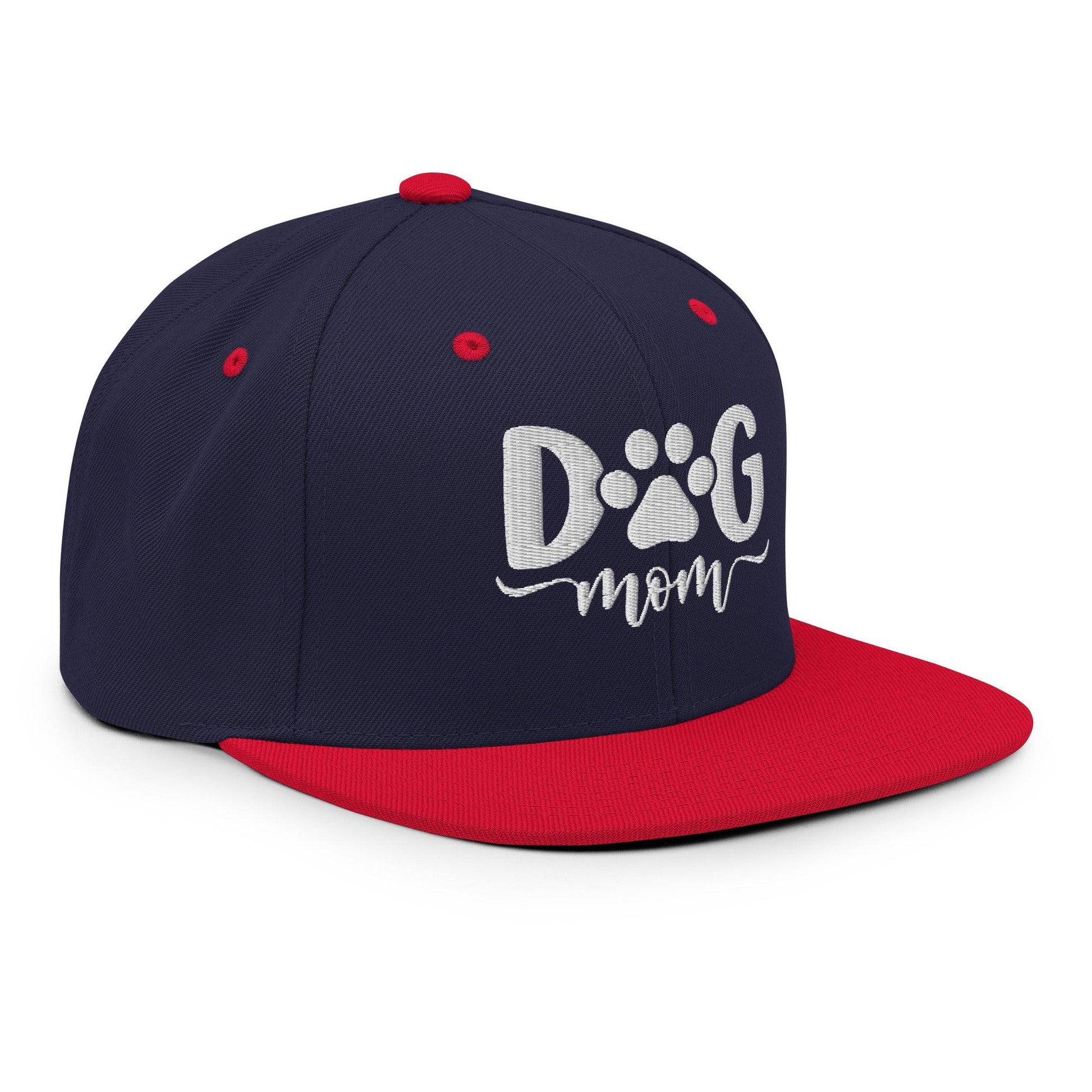 Dog Mom Embroidered Flat Bill Brim Snapback Hat