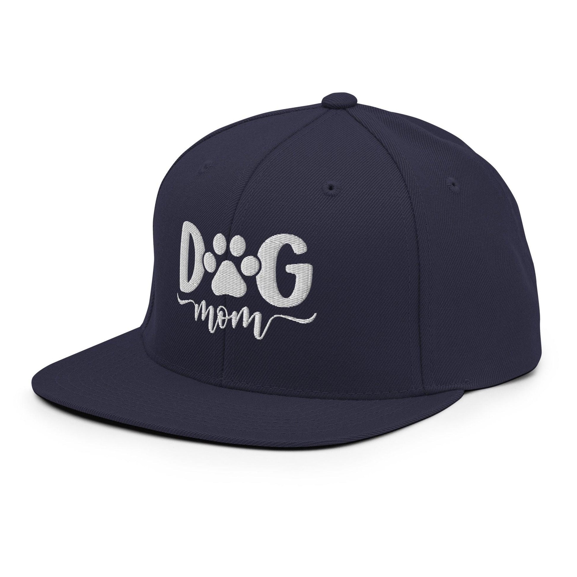 Dog Mom Embroidered Flat Bill Brim Snapback Hat