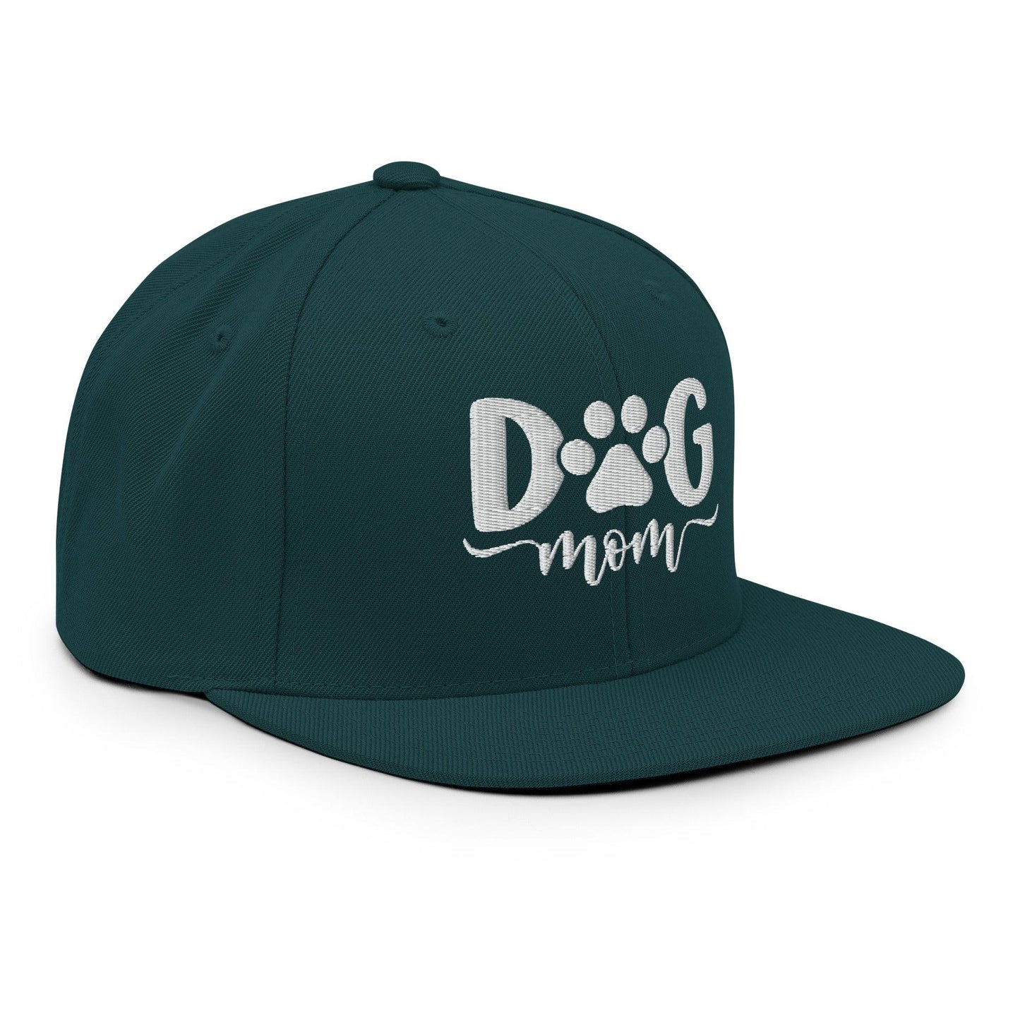 Dog Mom Embroidered Flat Bill Brim Snapback Hat