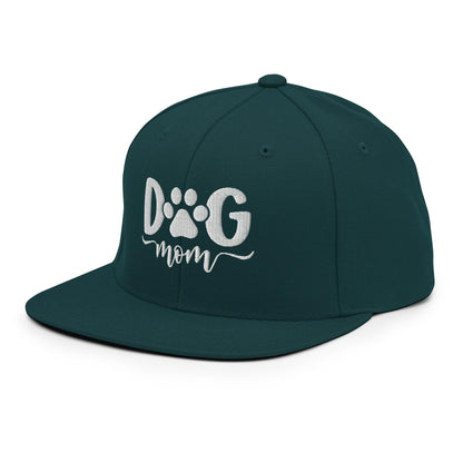 Dog Mom Embroidered Flat Bill Brim Snapback Hat
