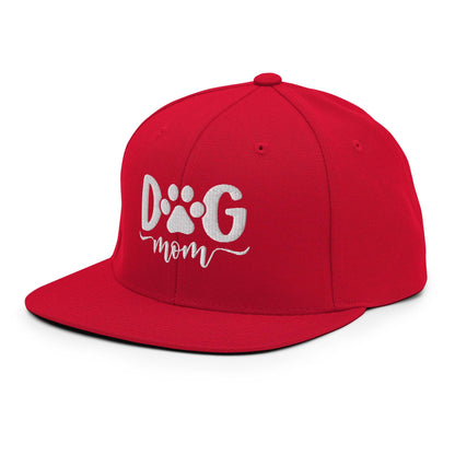 Dog Mom Embroidered Flat Bill Brim Snapback Hat