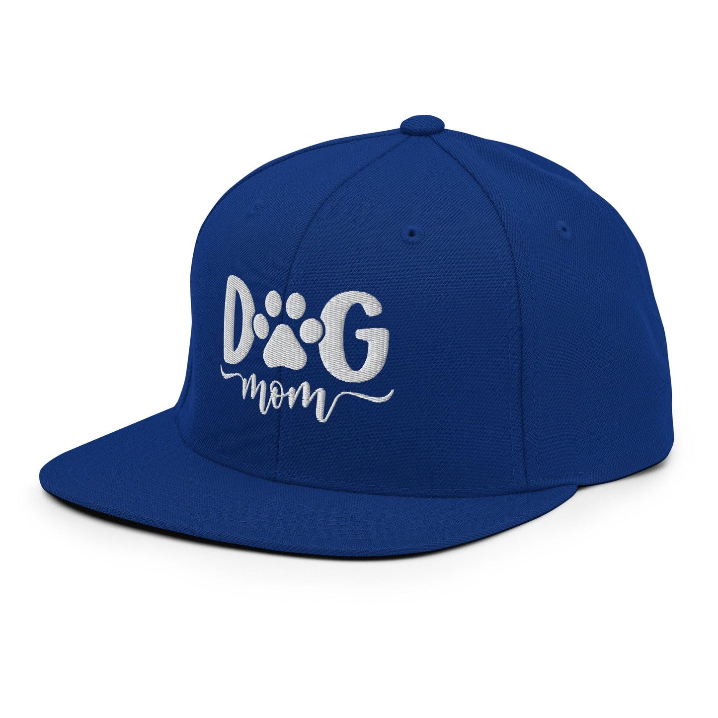 Dog Mom Embroidered Flat Bill Brim Snapback Hat