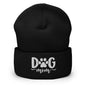 Dog Mom Embroidered Knit Cuffed Beanie - Black