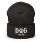 Dog Mom Embroidered Knit Cuffed Beanie - Dark Grey