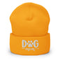 Dog Mom Embroidered Knit Cuffed Beanie - Gold