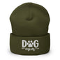 Dog Mom Embroidered Knit Cuffed Beanie - Olive