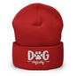 Dog Mom Embroidered Knit Cuffed Beanie - Red
