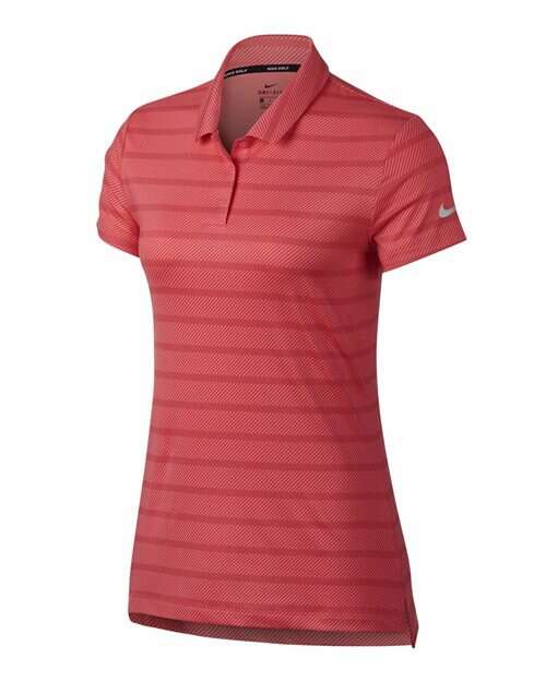 Red striped Nike polo shirt from Dominate in Dri-Fit with custom apparel options