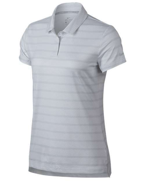 Gray striped polo shirt in Nike women’s polo plus custom apparel options with screen printing