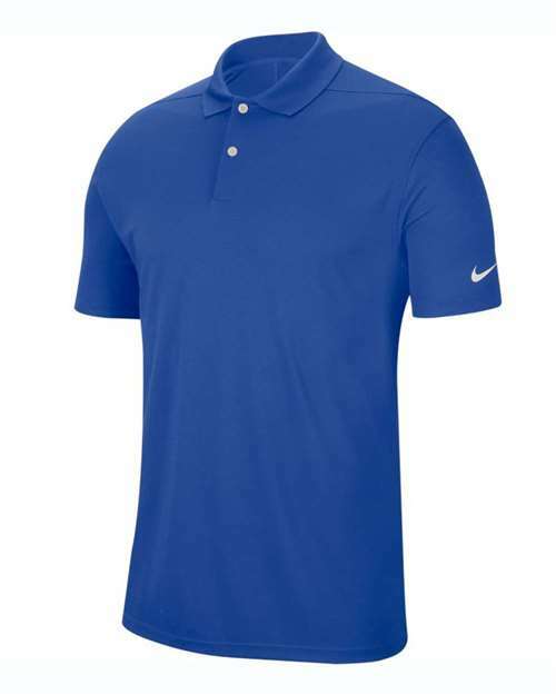 Blue Nike polo shirt from Dominate with Victory Polo featuring custom apparel and screen printing Toronto