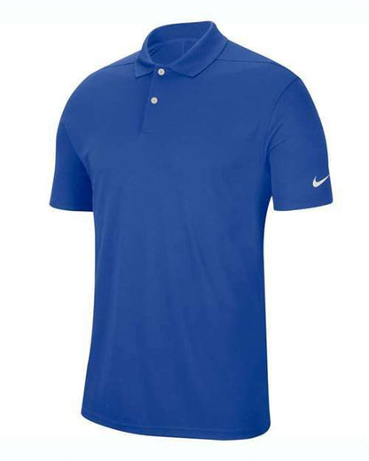 Blue Nike polo shirt from Dominate with Victory Polo featuring custom apparel and screen printing Toronto