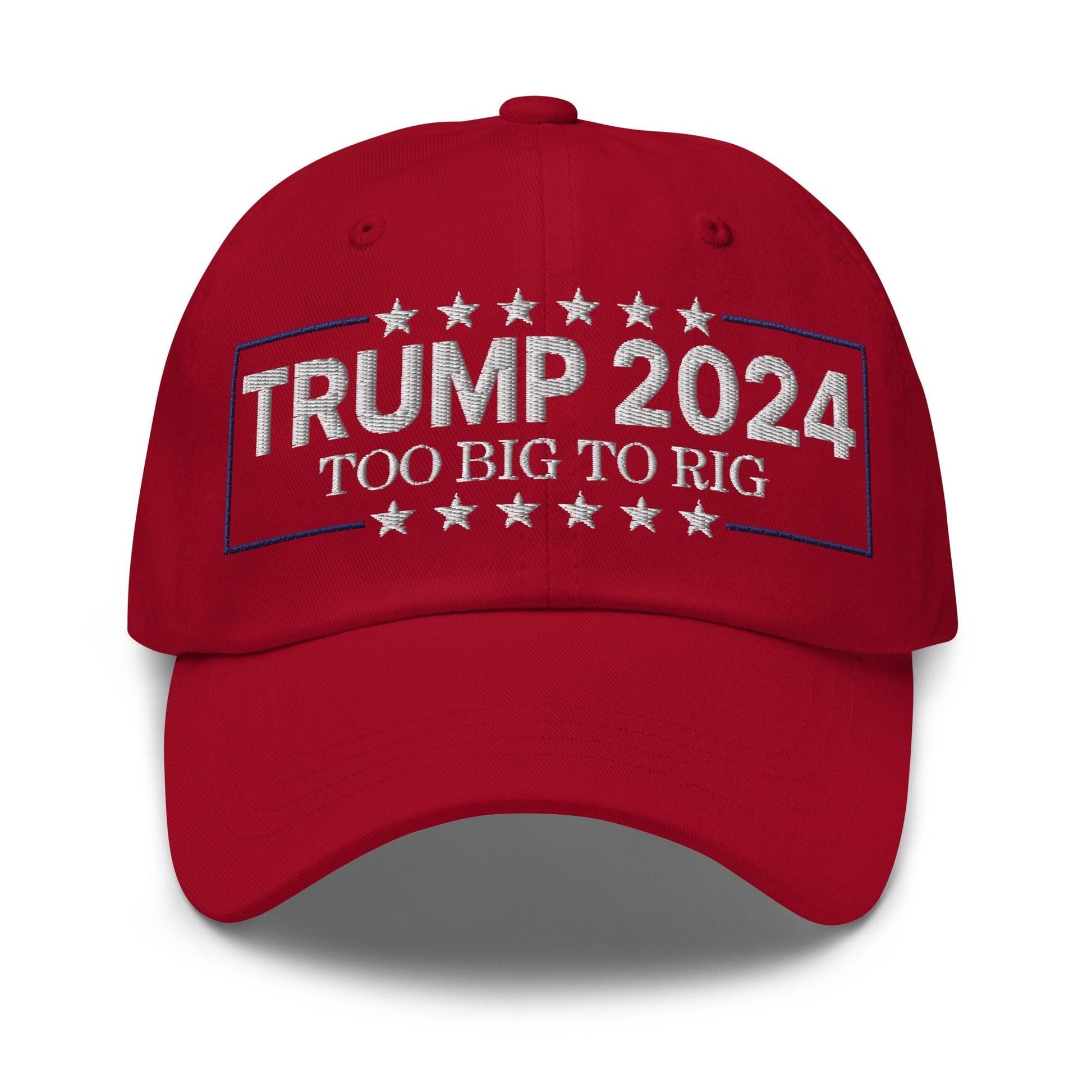 Donald Trump 2024 Too Big to Rig Dad Hat - Cranberry - Headwear