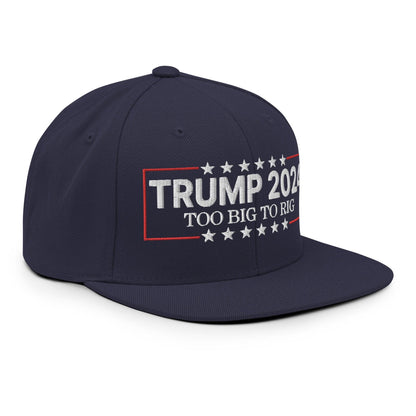 Donald Trump 2024 Too Big to Rig Flat Bill Brim Snapback Hat - Headwear