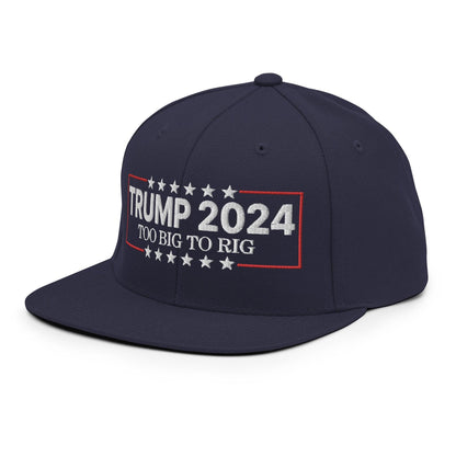 Donald Trump 2024 Too Big to Rig Flat Bill Brim Snapback Hat - Headwear