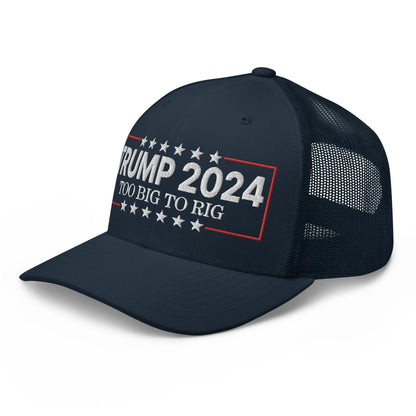 Donald Trump 2024 Too Big to Rig Retro Trucker Hat - Headwear