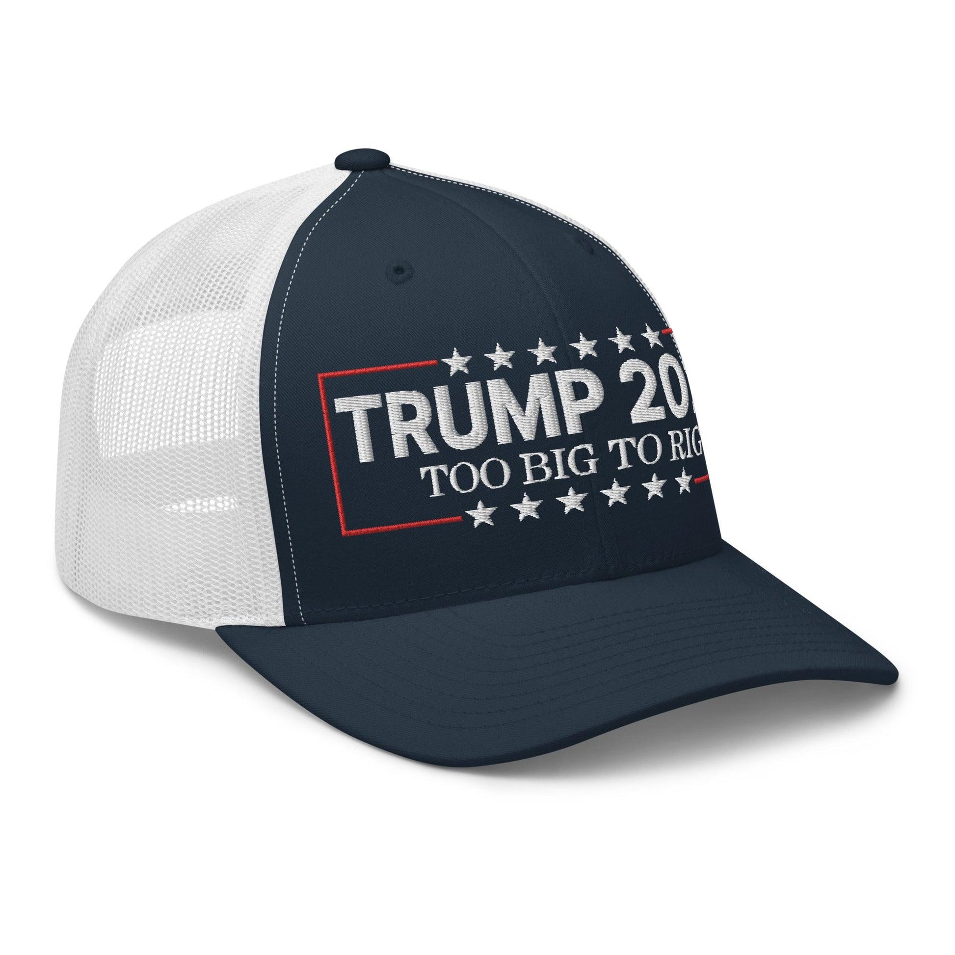 Donald Trump 2024 Too Big to Rig Retro Trucker Hat - Headwear