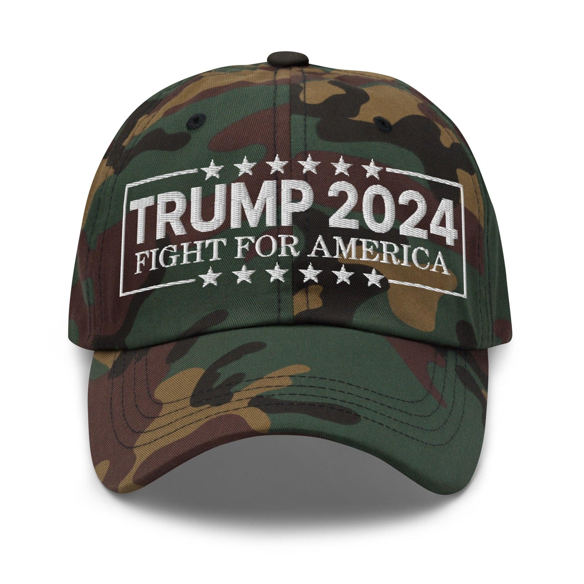 Donald Trump 2024 Fight For America Dad Hat - Green Camo - Headwear