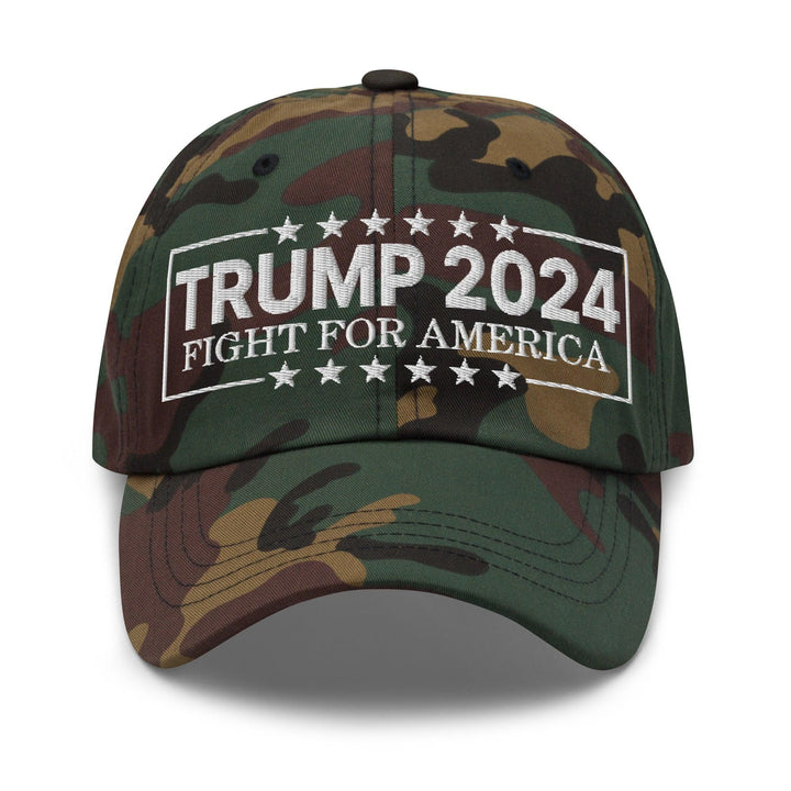 Donald Trump 2024 Fight For America Dad Hat - Green Camo