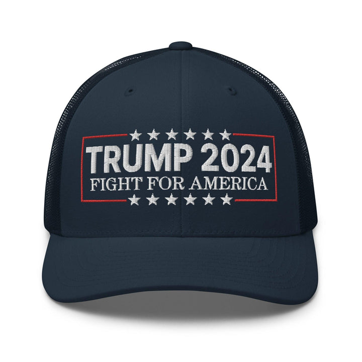 Donald Trump 2024 Fight For America Retro Trucker Hat - Navy