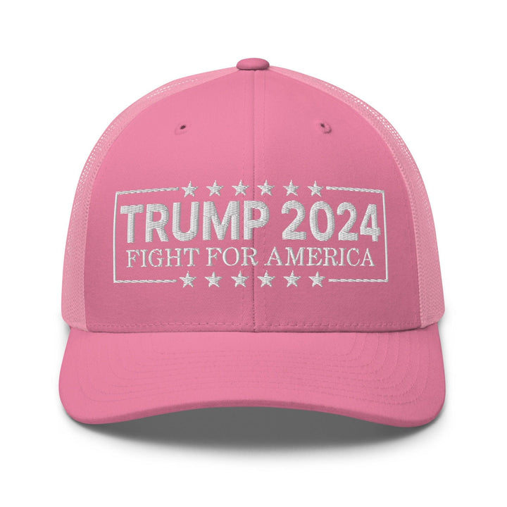 Donald Trump 2024 Fight For America Retro Trucker Hat - Pink