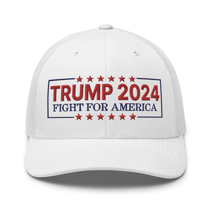 Donald Trump 2024 Fight For America Retro Trucker Hat - White