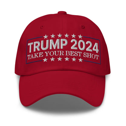 Donald Trump 2024 Take Your Best Shot Dad Hat - Cranberry - Headwear