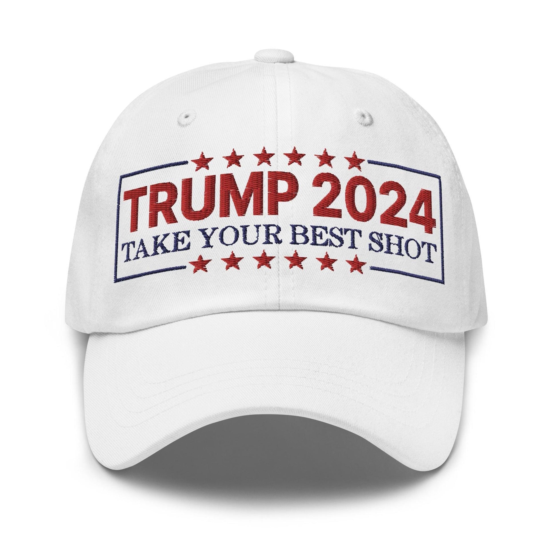 Donald Trump 2024 Take Your Best Shot Dad Hat - White - Headwear