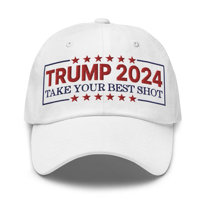 Donald Trump 2024 Take Your Best Shot Dad Hat - White - Headwear