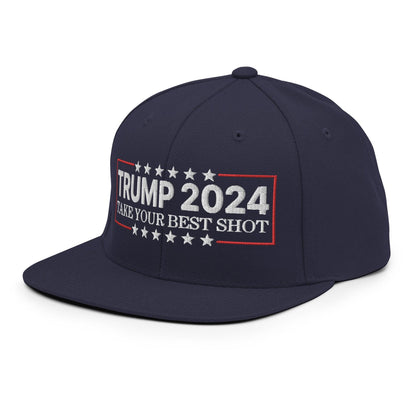 Donald Trump 2024 Take Your Best Shot Flat Bill Brim Snapback Hat - Headwear
