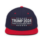 Donald Trump 2024 Take Your Best Shot Flat Bill Brim Snapback Hat - Navy/ Red - Headwear
