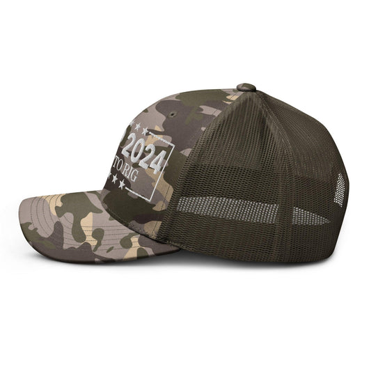 Donald Trump 2024 Too Big to Rig Camo Trucker Hat