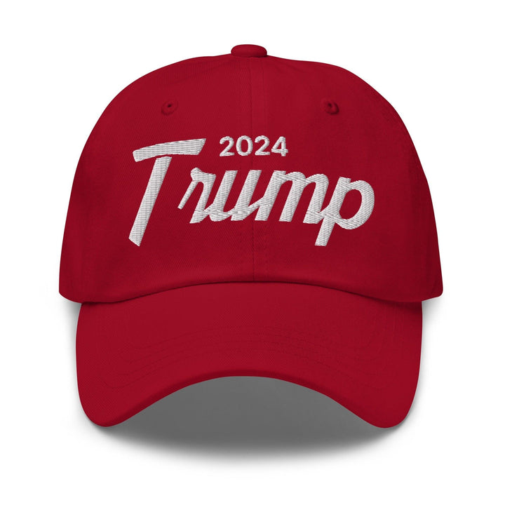 Donald Trump 2024 Vintage Sports Script Dad Hat - Cranberry