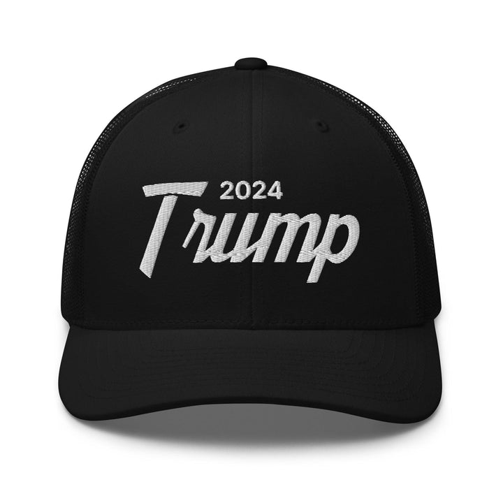 Donald Trump 2024 Vintage Sports Script Retro Trucker Hat - Black