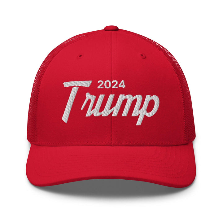 Donald Trump 2024 Vintage Sports Script Retro Trucker Hat - Red