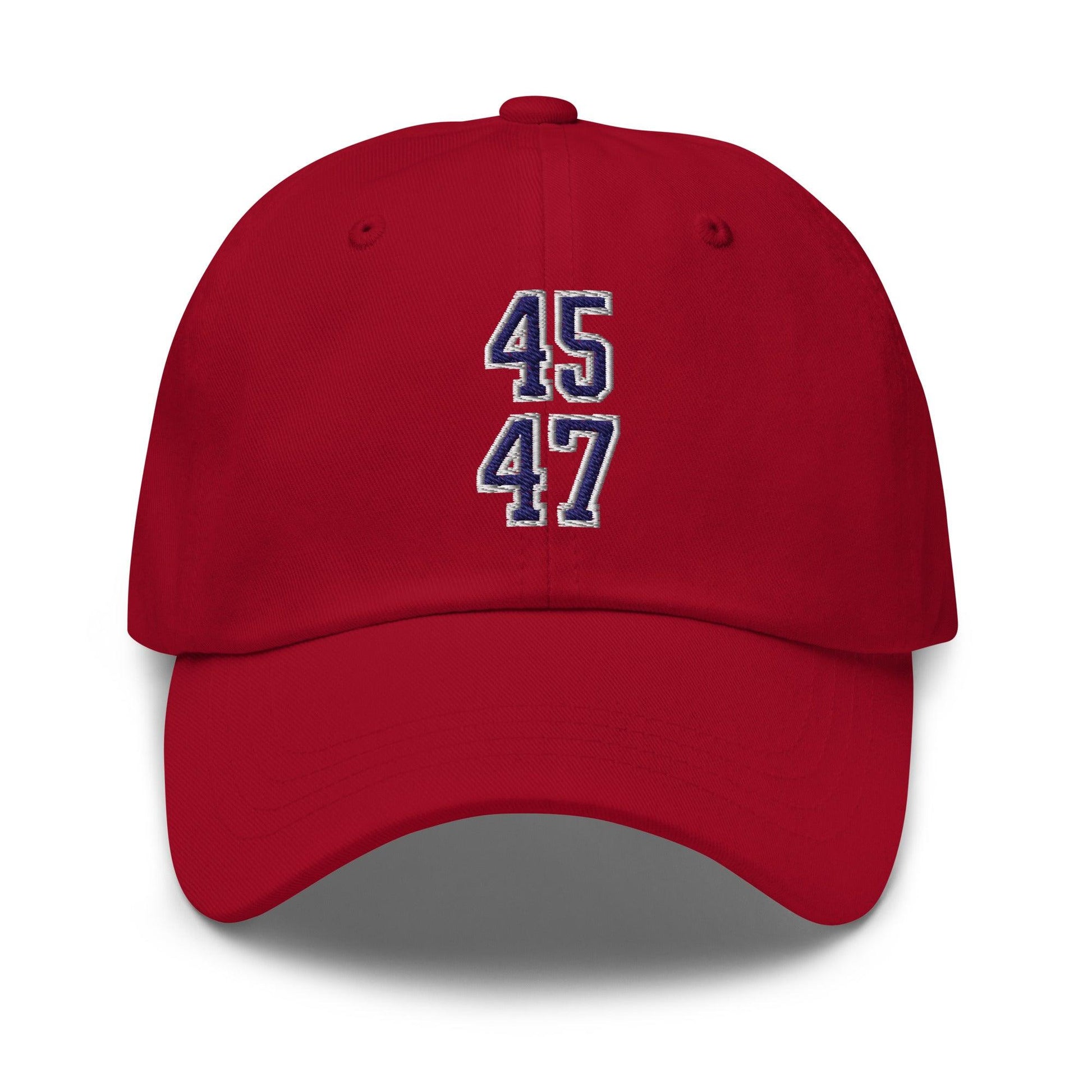 Donald Trump 45-47 Embroidered Dad Hat Blue/White - Cranberry
