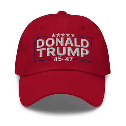 Donald Trump 45-47 Embroidered Dad Hat - Cranberry